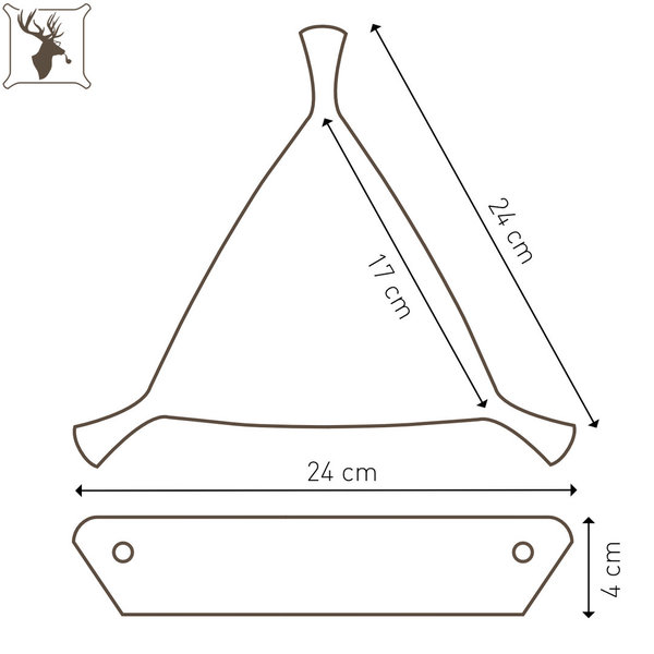 Lederschale / Taschenleerer Dreieck, komplett Schwarz  24 x 24 x 24 cm