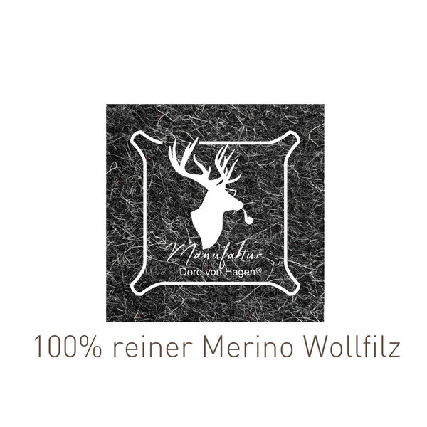 Schlüsselschale / Stiftablage, aussen Leder Weiß, innen Merino Wollfilz Schwarz 24x12cm