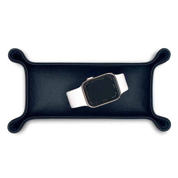 Leder Schlüsselschale, kleiner Taschenleerer, Schmuckablage, komplett Schwarz 18 x10cm