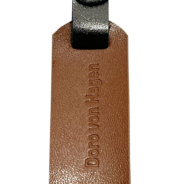 Personalisierbarer Leder Schlüsselanhänger Cognac / Braun. Sternzeichen, Symbole (Prägung H:10mm)
