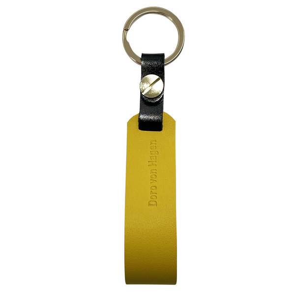 Personalisierbarer Leder Schlüsselanhänger Gelb / Schwarz. Sternzeichen, Symbole (Prägung H:10mm)