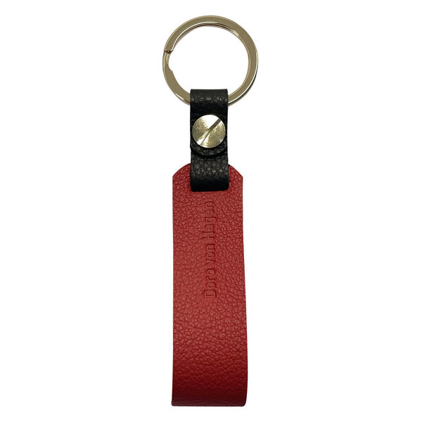 Personalisierbarer Leder Schlüsselanhänger Rot und Schwarz. Sternzeichen, Symbole (Prägung H:10mm)