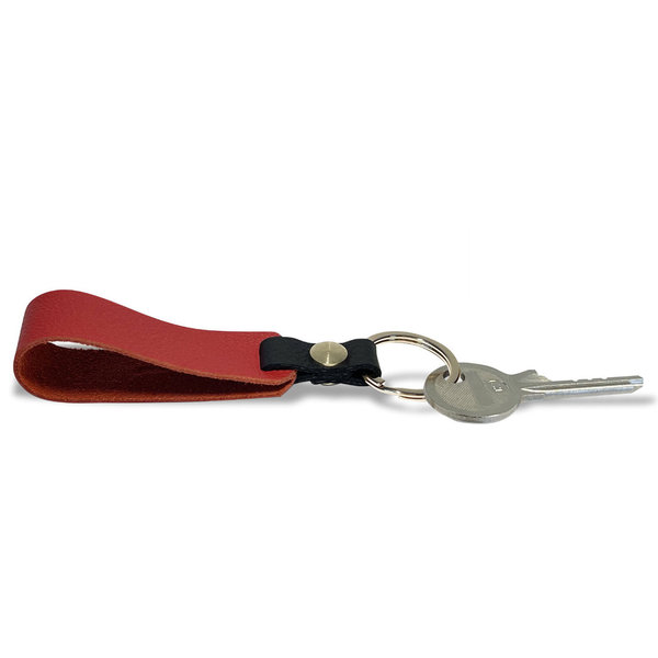 Personalisierbarer Leder Schlüsselanhänger Rot und Schwarz. Sternzeichen, Symbole (Prägung H:10mm)