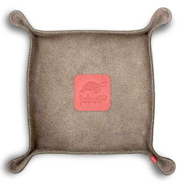 jabuti edition Lederschale / Taschenleerer Rindleder Stone - Lamm Nappa Details Flamingo 18 x 18 cm