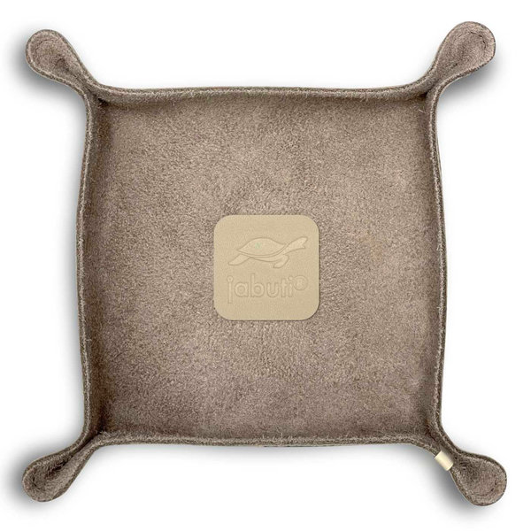 jabuti edition Lederschale / Taschenleerer Rindleder Stone - Lamm Nappa Details Creme 18 x 18 cm