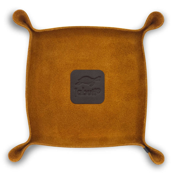 jabuti edition Lederschale / Taschenleerer Rindleder Curry - Lamm Nappa Details Mokka 18 x 18 cm